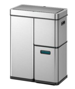 EKO Mirage Plus Mülltrennsystem 3 Fächer 15L + 30L Recycler Mit Sensor Automatischer Abfall 60l Edelstahl
