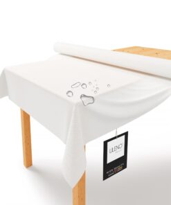 LILENO HOME Weißer Tischdeckenrolle 1,10 x 25 m - Stoffähnliche, abwaschbare Tischdecke für die Küche - Einweg Papiertis