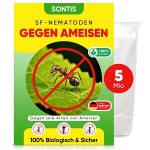 SONTIS Aktive SF-Nematoden gegen Ameisen - 5 Mio für 10qm - natürliche Ameisenbekämpfung im Garten - mit Nadestrukturier