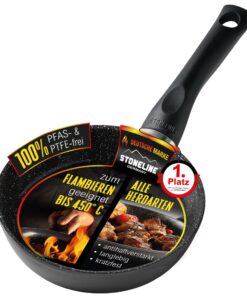 STONELINE Ceramic Bratpfanne 16 cm - Induktionsfähig, Antihaft, Keramische Beschichtung mit echten Steinpartikeln, PFAS-