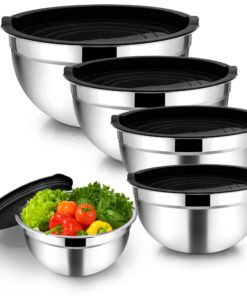 Homikit 5 Stück Salatschüssel Set mit Deckel für Küche