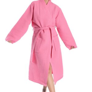 Bademantel 100% Baumwolle Waffelstoff für Damen und Herren - Weich, Saugfähig und Leicht - Spa Bademantel