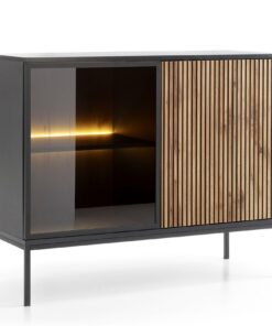 Haller Schwarz 2-türige Wohnzimmer Kommode mit LED - Loft Stil 104 cm Breit