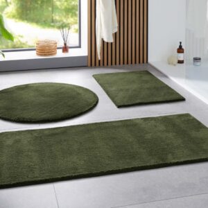 Taracarpet Badematte DunkelGrün, rutschfest, waschbar, Badezimmer-Teppich für Dusche und Badewanne