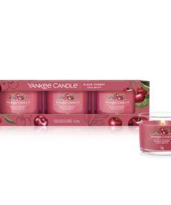 Yankee Candle Duftkerzen-Geschenkset | Black Cherry Duft | Soja-Wachs-Mix | 3 Votivkerzen