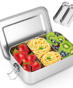 1400ml Edelstahl Brotdose mit 2 Fächern Auslaufsicher BPA-frei für Camping Picknick Arbeit