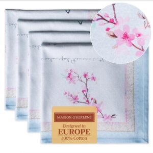 Maison d'Hermine Stoffservietten – dekorativ, waschbar, Tischservietten für Küche und Restaurant (4er-Set) Blossoms In S
