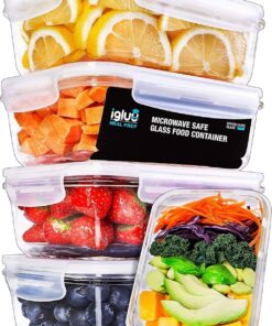 Igluu Meal Prep Glas-Frischhaltedosen – auslaufsicher & vielseitig (Mikrowelle, Ofen, Gefrierer) – 840 ml Borosilikatgla
