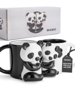 MIAMIO Panda Keramik Tasse 400 ml - Cute 3D Becher Tier für Kaffee und Tee Liebhaber | Liebesgeschenke für Geburtstag/We