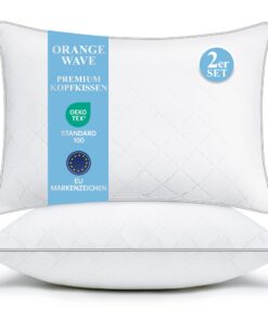 Orange Wave Kopfkissen 40x80 cm 2er Set - Weich & Atmungsaktiv, Waschbar & Ahypoallergen, Oeko-Tex Zertifiziert für Seit