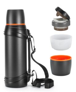OKADI Thermosflasche Edelstahl Vakuum Trinkflasche 24 Std. Wärmehaltig, BPA-Free (Schwarz) OKADI Thermosflasche Edelst