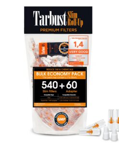 Tarbust Slim 540+60 Zigarettenfilter Aufsatz - Anti Teer Filter, Plastik Zigarettenfilter 5.25 mm - 6 mm, Idealer Anti T