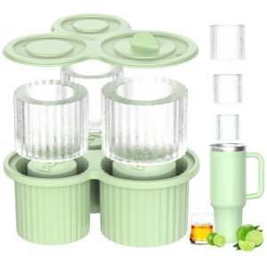 Stanley Cup Eiswürfelform ZubehörGrün, Kupferfarbige Silikon Eiswürfelschale für 20-40 oz Becher, Macht 3 Größen von Eis