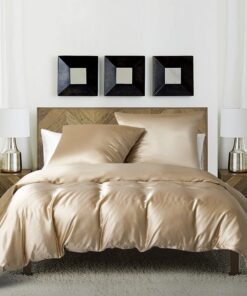 Luofanfei Satin Bettwäsche Gold 135x200 Glänzend Gelb Einfarbig Luxus Set Seide Glatt Reissverschluss Kissenbezug