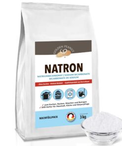 GOLDEN PEANUT Natron Pulver Lebensmittelqualität aus Deutschland für Hausfrauen in der Küche Wasch-Soda 3 kg Nachfüllpac