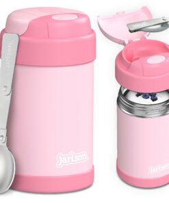 JARLSON® Thermobehälter für Essen Kinder [MIT Löffel] - Thermo Lunchbox (450 ml, Pink)