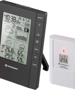 Bresser Wetterstation Funk Schwarz mit 3-Tages-Vorhersage und Wecker