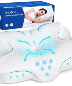Zibroges Nackenkissen Memory Foam, Komfortabel für Ihren Nacken, Ideal für alle Schlafpositionen, Waschbarer Bezug, 61x4