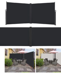 HENGMEI Doppelseitenmarkise Sonnenschutz für Balkon Terrasse Garten Aussen Anthrazit 180x600cm