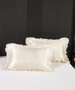 Super Weich Kissenbezüge 2er Set 40x80 Creme Satin Dekorativ für Moderne Bett und Stuhlmöbel | Waschbar Creme Satin Kis