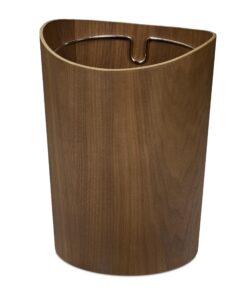 Relaxdays runder Abfalleimer, 9 l Volumen, braun, Holzoptik mit Metallring für Mülltüte