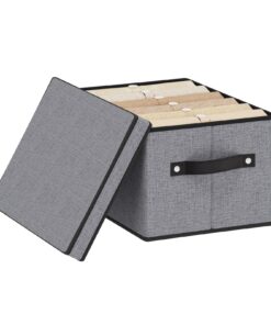 1 Pack Aufbewahrungsbox mit Deckel für Kleidung und Bücher, faltbare Stoffbox mit Griff, Grau, 33x23x18cm, Kleiderschran