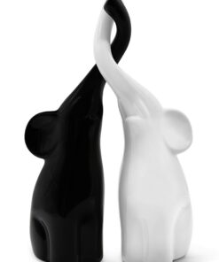 Harmonisches Elefanten-Pärchen-Keramik-Deko für modernezimmer 26cm hoch - modernes Geschenkklassikelefant