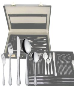 GRÄWE Besteckkoffer Serie Salzburg für 12 Personen, 100-teilig, Edelstahl 18/0 mit Fadendekor