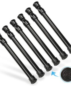 Goowin 18-27cm verstellbare Teleskopstange, rostfreie Feder, für Schrank, Küche und Kleiderschrank (schwarz)
