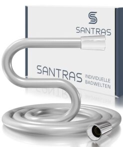 SANTRAS® Duschschlauch PREMIUM Chrom 0,80 m – Besonders flexibel und verdrehsicher Made in Germany – Wassersparer mit DU