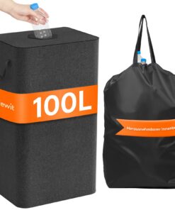 Lifewit 100L Dunkelgrauer Pfandflaschen Sammelbehälter, Flaschenträger für Küche und Abstellraum, Altglas und Leergut Au