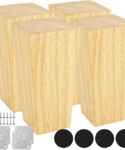 APACALI 10cm Holz Schrankfüße für Möbel, Eiche mit Fußpolster, Vierkantige Möbelfüße | APACALI 4 Stück Möbelfüße Holz,