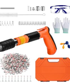 Yavinane Manuelle Nagelpistole mit 180 Stück runden Nägeln für Innendekoration und Stromkreisinstallation (Orange) | Ya