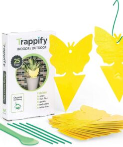 Trappify Einweg Fruchtfliegenfalle und Mückenfalle für Pflanzen (25 Stück) - Fliegenfalle und Insektenfallen für Innen-