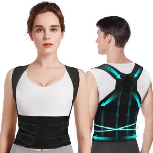 Rücken Geradehalter Haltungskorrektur Damen: Back Posture Corrector für Frauen - Verstellbar und Atmungsaktiv - Dunkel S