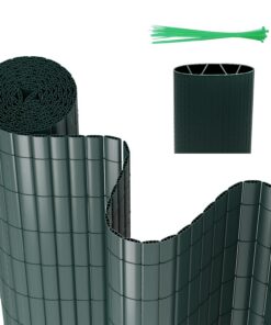 PVC Sichtschutzmatte Sichtschutzzaun Grün 80 x 300 cm W-Struktur Verstärkung Innen Balkonverkleidung Windschutz Wetterfe
