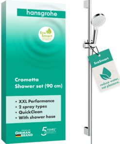 Hansgrohe Crometta Wassersparendes Duschset 0,90m, 2 Strahlarten, Weiß/Chrom