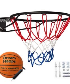 DreamHoops Profi Metall Basketballring hängend, Outdoor & Indoor, Ø45cm, mit Feder & Netz für Jugendliche & Erwachsene