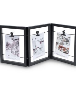 Spetebo Holz Bilderrahmen für Fotos - 54 x 23 cm - faltbar mit 3 Clips - perfekt für Postkarten und Fotos - 3-Fach-Gierr