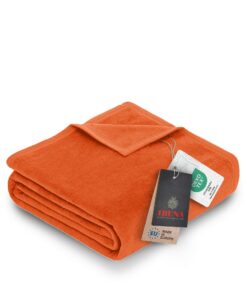 Ibena Porto Decke weich, warm & waschbar 150x200 cm, perfekt fürs Kuscheln und schlafen, OEKO-TEX STANDARD 100 orange ei