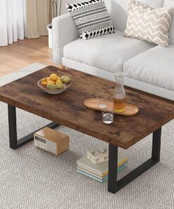 IBF Rustikal Brauner Wohnzimmertisch - Moderner Schlichter Design für Schlafzimmer und Wohnzimmer | Rustikaler Braun Co