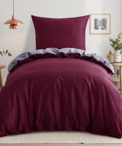 RUIKASI Rot und Grau Bettwäsche-Sets 155x220cm 3teilig OEKO-TEX Standard 100 Wendebett Bezug Set