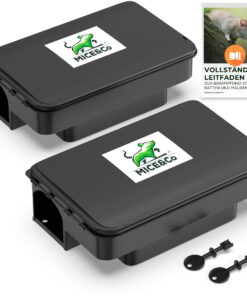 Mice&Co 2X Profi Rattenfalle - Effektive Köderbox ohne Rattengift - Sicher für Kinder & Haustiere - 2X Profi Rattenfalle