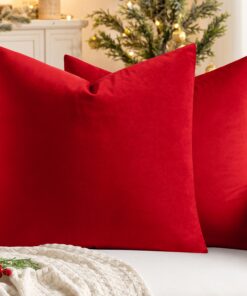 MIULEE Weihnachtliche Kissenbezüge Set für Sofa und Schlafzimmer Leuchtendes Rot 20x20" Quadrat Kissen 50x50 cm