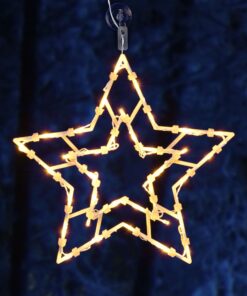 Spetebo LED Fenster Silhouette Stern - warm weiß beleuchtet - Weihnachtsdeko für Innen Batterie betrieben mit Timer