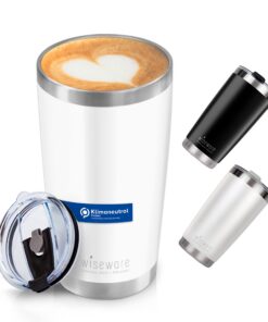 Wiwear Edelstahl Kaffeebecher - Thermobeviertischkel - BPAfrei - Doppelschicht - für Kaffee & Tee (weiß, 600 ml)