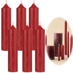 LS-LebenStil Exklusive Unparfümierte Ribbel Stabkerzen 6 Stück Rottafelkerze 11x2,2cm - Perfekt für Hochzeit und Weihnac