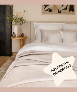 Mako Satin Bettwäsche Set 155x220cm & Kissenbezug 80x80cm - 100% ägyptische Baumwolle (Zertifiziert) - weißen Luxus für