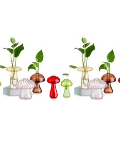 Glasseam Set mit 10 Pilz-Pflanzgefäßen + Hydrokultur-Anzuchtvasen + Niedliche Deko-Geschenke für Blumen
