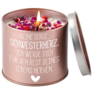 PRSTENLY Schwester Geschenk - 9OZ Lavendel Kerzen Schwesterherz, ideal für Lieblingsgeschwister & Verwandte zum Geburtst